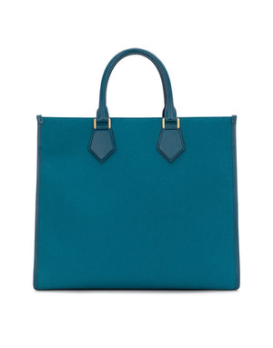 CANVAS SHOPPER WITH CALFSKIN NAPPA DETAILS
