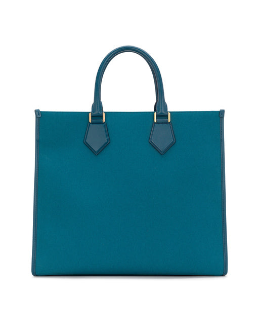 CANVAS SHOPPER WITH CALFSKIN NAPPA DETAILS