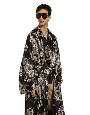 FLORAL-PRINT SILK TWILL ROBE