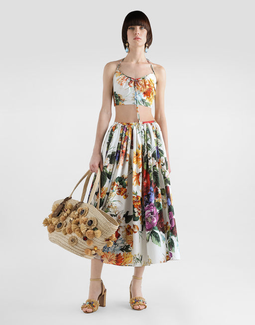 FLOWER-PRINT POPLIN TOP