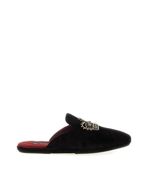 SLIPPERS IN SUEDE WITH EMBROIDERY