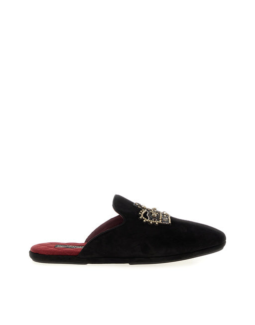 SLIPPERS IN SUEDE WITH EMBROIDERY