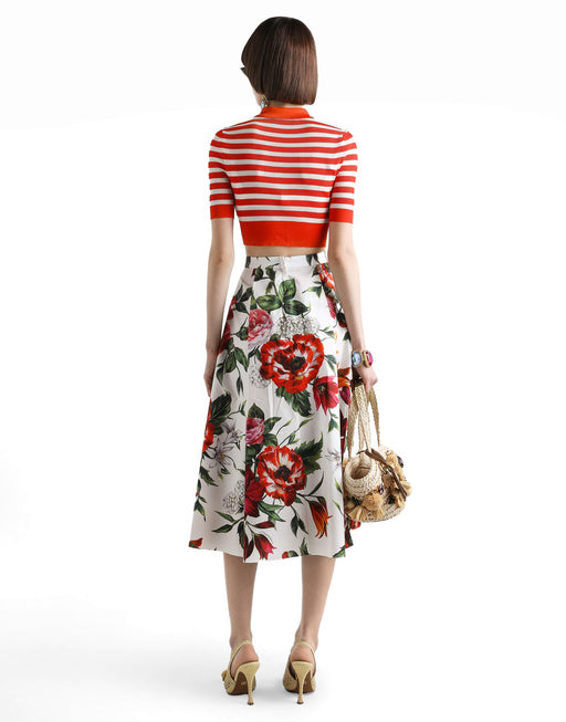 PLEATED SKIRT IN FLORAL PRINT POPLIN
