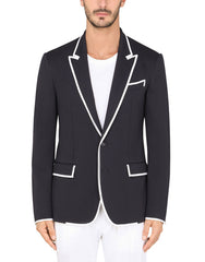 STRETCH JERSEY JACKET WITH PIPING
