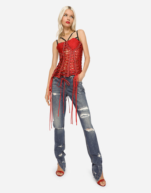 GIRLY JEANS WITH RIPPED DETAILS