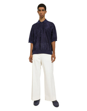 OVERSIZE SHORT-SLEEVED SILK JACQUARD POLO-SHIRT