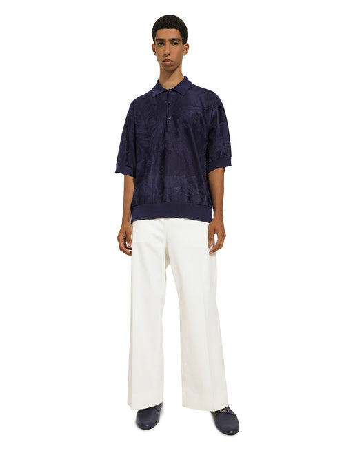 OVERSIZE SHORT-SLEEVED SILK JACQUARD POLO-SHIRT