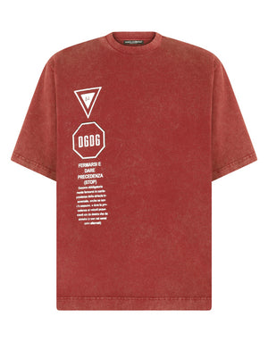 COTTON T-SHIRT WITH ROAD-SIGN PRINT