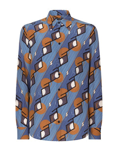 PRINTED SILK MARTINI-FIT SHIRT