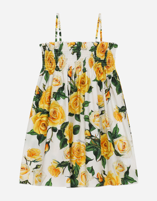 POPLIN SUNDRESS WITH YELLOW ROSE PRINT