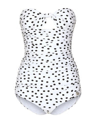 POLKA-DOT STRAPLESS ONE-PIECE SWIMSUIT