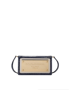 CROCODILE-PRINT CALFSKIN CELL PHONE BAG