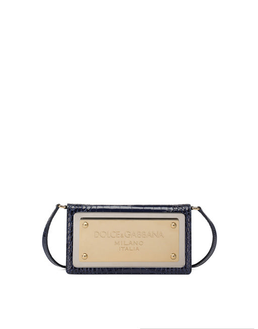 CROCODILE-PRINT CALFSKIN CELL PHONE BAG