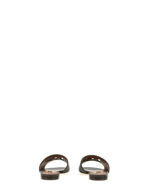 CALFSKIN SLIDES WITH DG MILLENNIALS LOGO