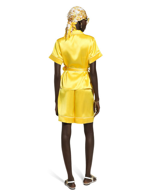 SILK TWILL PAJAMA SHIRT WITH BELT