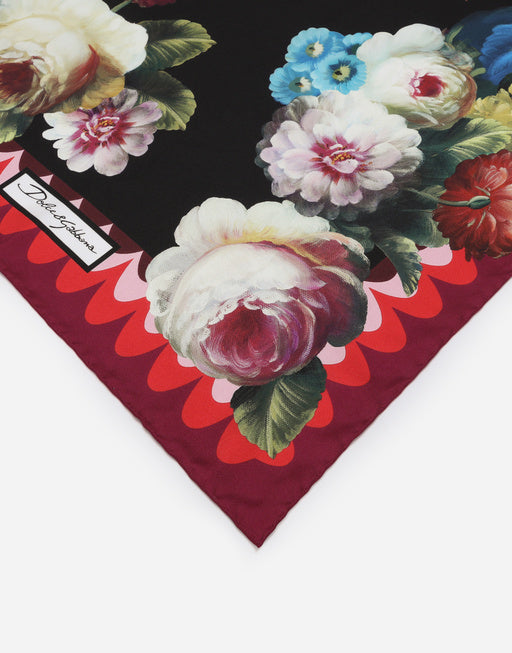 TWILL SCARF WITH VINTAGE ROSE PRINT (90 X 90)