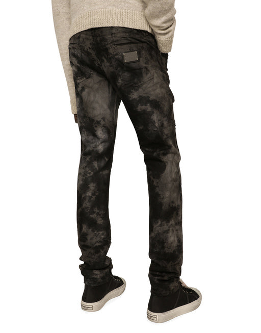 MARBLED SLIM FIT STRETCH JEANS