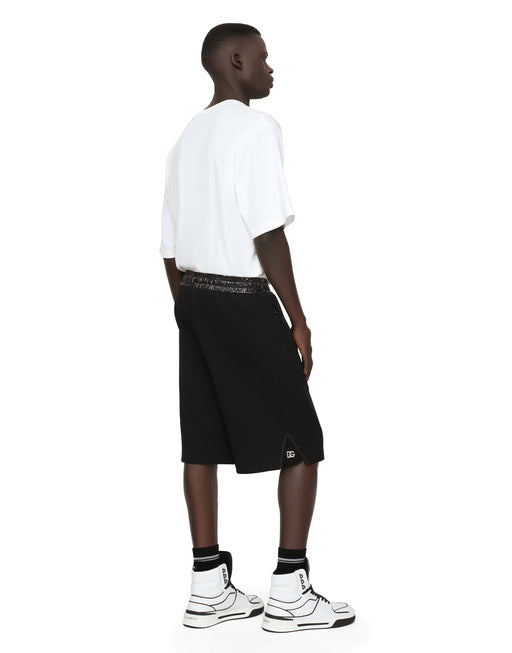TECHNICAL JERSEY JOGGING SHORTS WITH EMBROIDERY