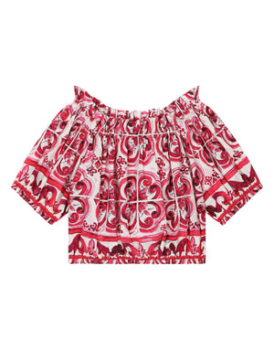 POPLIN BLOUSE WITH YELLOW MAJOLICA PRINT