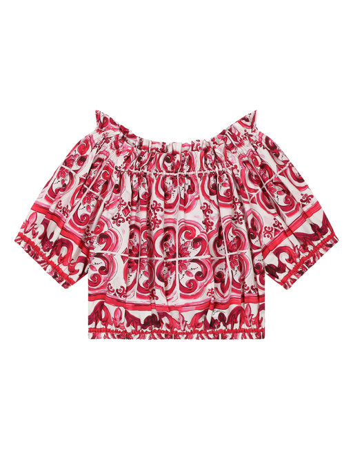 POPLIN BLOUSE WITH YELLOW MAJOLICA PRINT