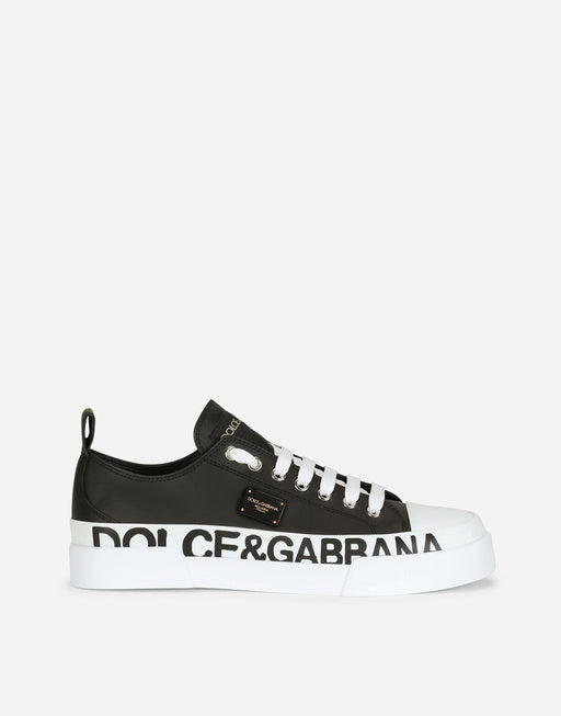 CALFSKIN PORTOFINO LIGHT SNEAKERS WITH LOGO-DETAILED PLATE AND LOGO PRINT