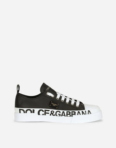 CALFSKIN PORTOFINO LIGHT SNEAKERS WITH LOGO-DETAILED PLATE AND LOGO PRINT