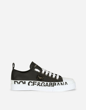 CALFSKIN PORTOFINO LIGHT SNEAKERS WITH LOGO-DETAILED PLATE AND LOGO PRINT