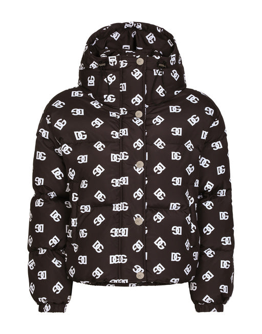 NYLON DOWN JACKET WITH ALL-OVER DG LOGO PRINT