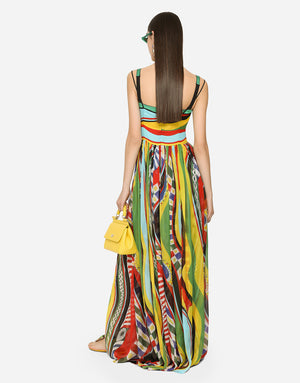 LONG CARRETTO-PRINT SLIP DRESS