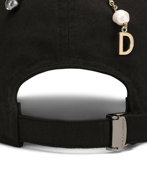 BASEBALL CAP WITH PEARLS AND DG PENDANTS