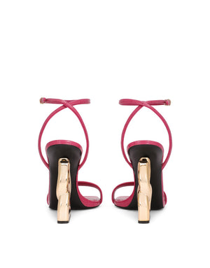 CROCODILE-PRINT CALFSKIN SANDALS WITH DG POP HEEL