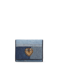 SMALL CONTINENTAL DEVOTION WALLET IN PATCHWORK DENIM