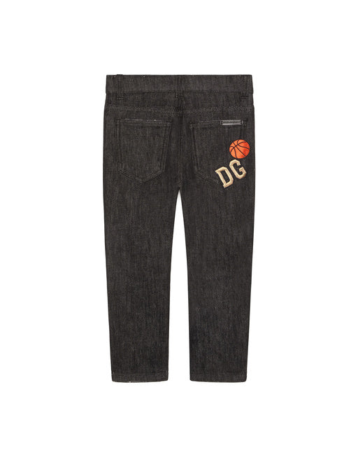 BLACK STRETCH JEANS WITH DG BASKET PATCH