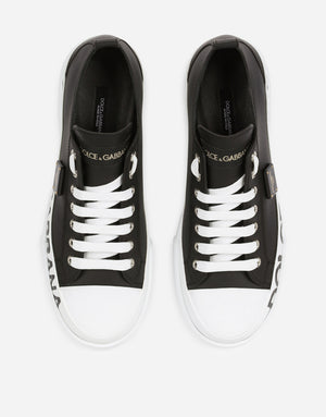 CALFSKIN PORTOFINO LIGHT SNEAKERS WITH LOGO-DETAILED PLATE AND LOGO PRINT