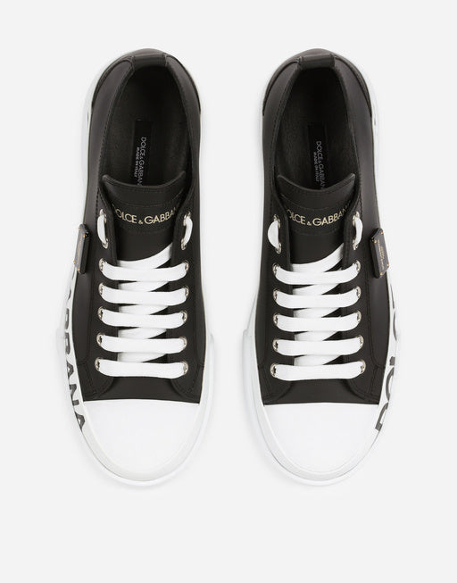 CALFSKIN PORTOFINO LIGHT SNEAKERS WITH LOGO-DETAILED PLATE AND LOGO PRINT