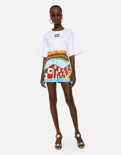 CARRETTO-PRINT COTTON SHORTS