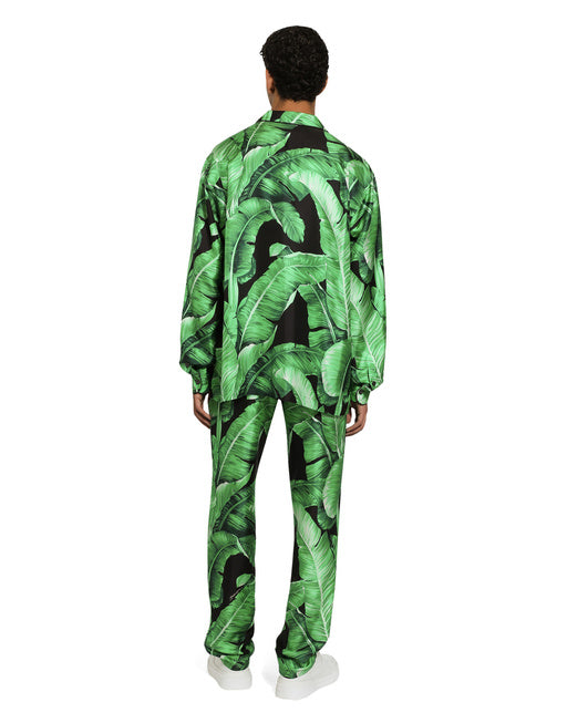 BANANA-TREE-PRINT SILK SHIRT