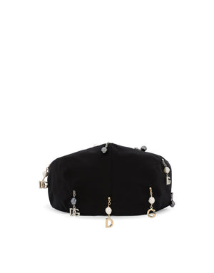 COTTON FLAT CAP WITH PEARLS AND DG PENDANTS