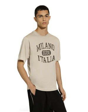 COTTON T-SHIRT WITH DG LOGO PRINT