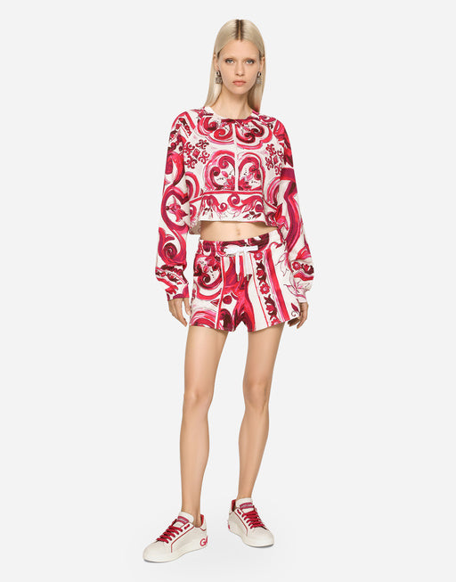 MAJOLICA-PRINT JERSEY SHORTS