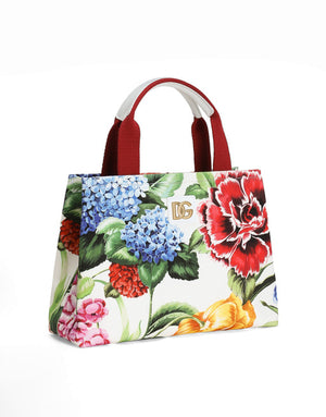 CANVAS HANDBAG WITH FLORAL PRINT