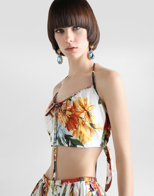 FLOWER-PRINT POPLIN TOP