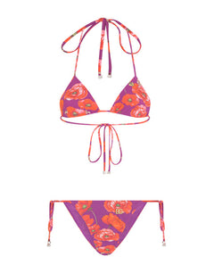 POPPY-PRINT TRIANGLE BIKINI