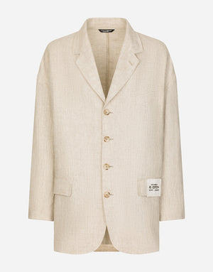 OVERSIZE SINGLE-BREASTED LINEN AND VISCOSE JACKET