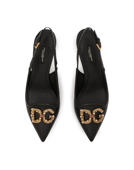 DG AMORE POINTED LEATHER SLINGBACK