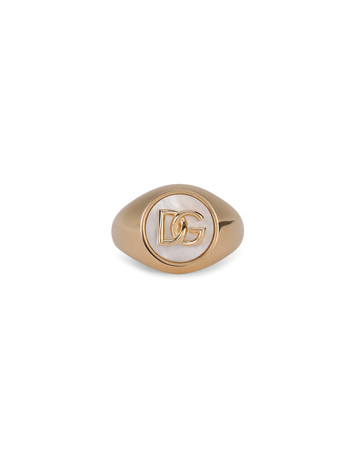 RING WITH MOTHER-OF-PEARL ACCENT AND DG LOGO