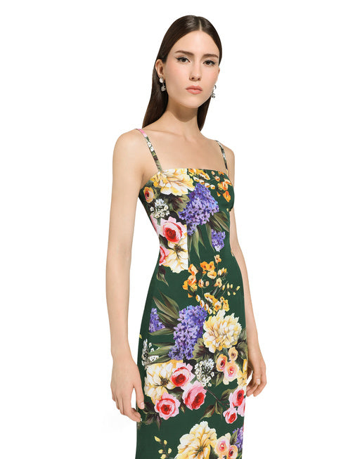 CHARMEUSE STRAPLESS DRESS WITH GARDEN PRINT