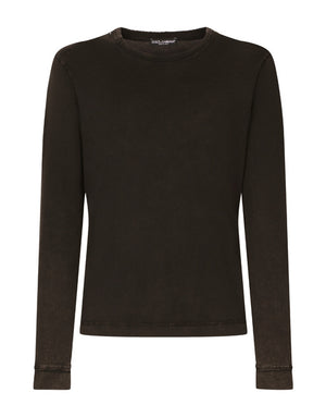 LONG-SLEEVED OVERDYED JERSEY T-SHIRT