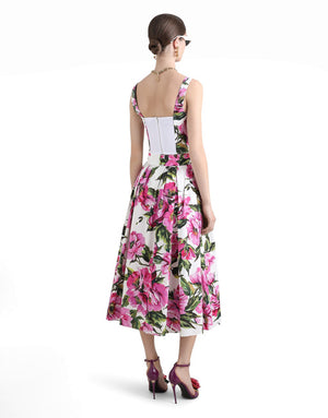COTTON CORSET TOP WITH PEONY PRINT