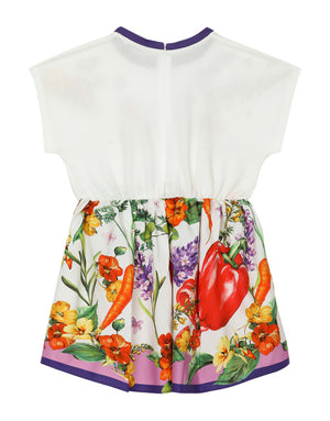 FARMER-PRINT POPLIN AND JERSEY DRESS